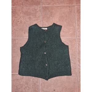 Eddie Bauer vintage Green Wool And Alpaca Womens Button Down Vest Size M